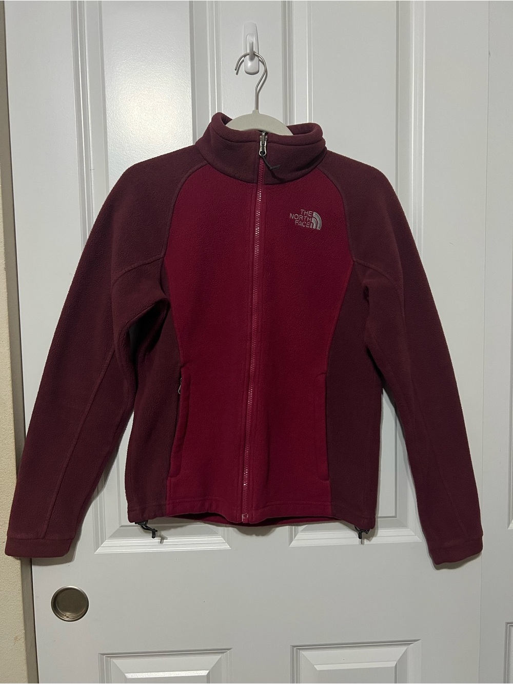 The North Face Two-Tone Fleece Full Zip Jacket Maroon Burgundy Women's Size S